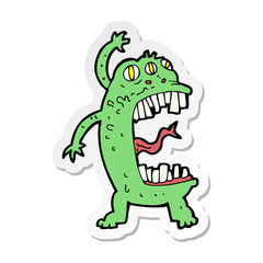 sticker of a cartoon crazy monster