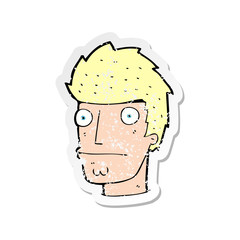 retro distressed sticker of a cartoon nervous man