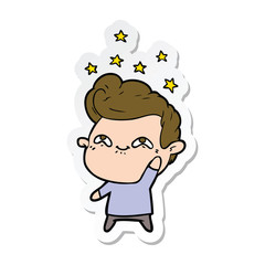 sticker of a cartoon excited man