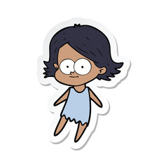 sticker of a happy cartoon girl