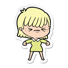 sticker of a annoyed cartoon girl