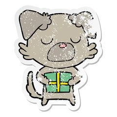 distressed sticker of a cartoon dog