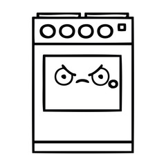 line drawing cartoon kitchen oven