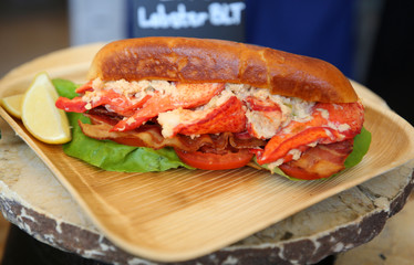 Lobster roll served in a restaurant