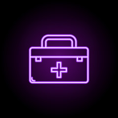 first aid kit line icon. Elements of Medicine in neon style icons. Simple icon for websites, web design, mobile app, info graphics