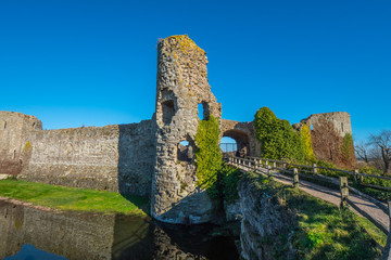 Beautiful Pevensey Castle in Sussex on a sunny day