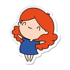 sticker cartoon of a cute kawaii girl
