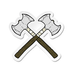 sticker of a cartoon crossed axes