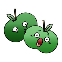 gradient shaded cartoon apples