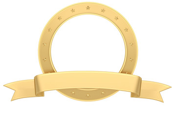 Gold ring isolated on white background 3D illustration.