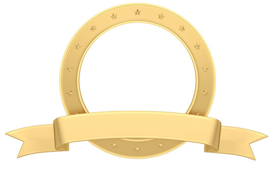 Gold ring isolated on white background 3D illustration.