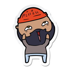 sticker of a cartoon happy bearded man