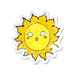 retro distressed sticker of a cartoon sun