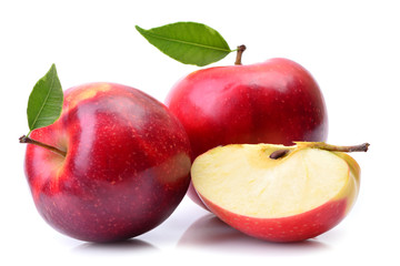 Red apples on white background
