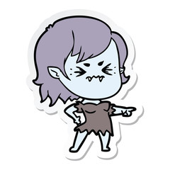 sticker of a annoyed cartoon vampire girl