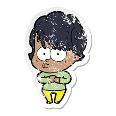 distressed sticker of a cartoon woman