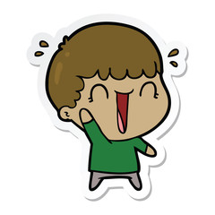 sticker of a laughing cartoon man