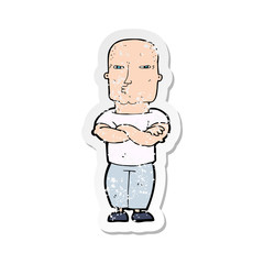 retro distressed sticker of a cartoon tough guy