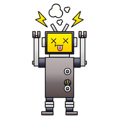 gradient shaded cartoon malfunctioning robot