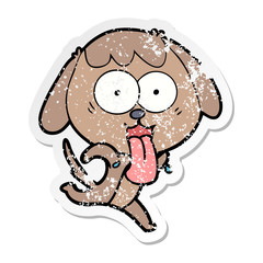 distressed sticker of a cute cartoon dog