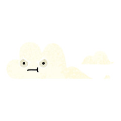 retro illustration style cartoon white cloud