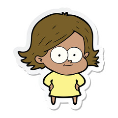 sticker of a happy cartoon girl