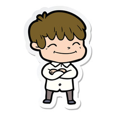 sticker of a cartoon happy boy
