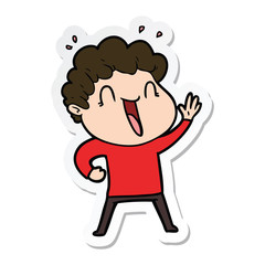 sticker of a cartoon happy man