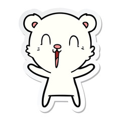 sticker of a happy cartoon polar bear