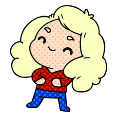 cartoon of a cute kawaii girl