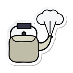 sticker of a cute cartoon steaming kettle