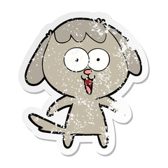 distressed sticker of a cute cartoon dog