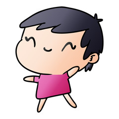 gradient cartoon of a cute kawaii girl