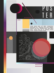 Flyer template with abstract background. Graphic illustration with geometric pattern.