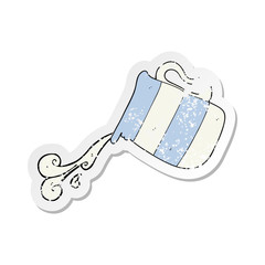 retro distressed sticker of a cartoon pouring milk jug
