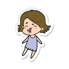 sticker of a cartoon girl pulling face