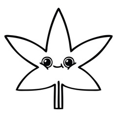 line drawing cartoon autumnal leaf