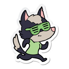 sticker of a cool cartoon wolf