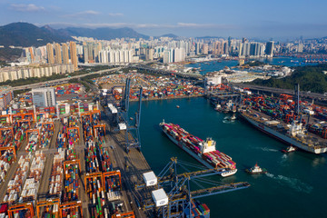  Top down view of Kwai Tsing Container Terminals in Hong Kong