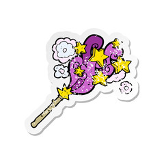 retro distressed sticker of a cartoon magic wand