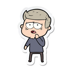 sticker of a cartoon tired man