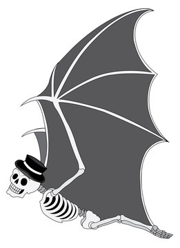 Art Surreal Bat Skull Day of the dead. Hand drawing and make graphic vector.