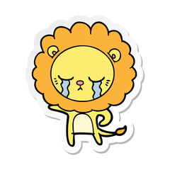 sticker of a crying cartoon lion