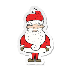 sticker of a cartoon grumpy santa claus