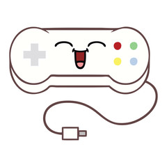 flat color retro cartoon game controller