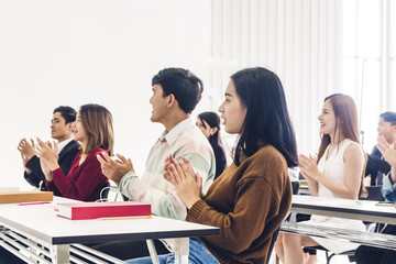 Successful of group student clapping hands  in classroom