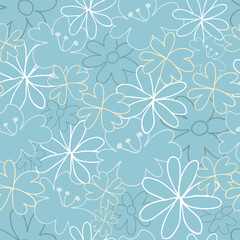 Seamless pattern with flowers, vector illustration. blue background from spring garden collections