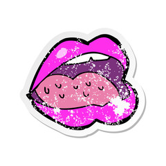 retro distressed sticker of a cartoon open mouth