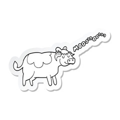 sticker of a cartoon cow