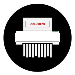 paper shredder confidential icon and private document office information protection. flat vector illustration